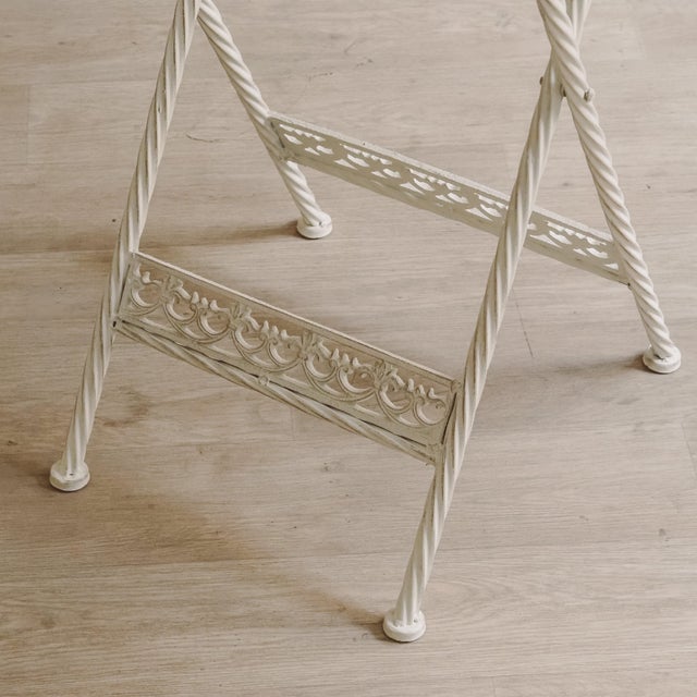 Folding Garden Seating Set with Openwork Ornamentation White Metal, Set of 3 For Sale - Image 11 of 15
