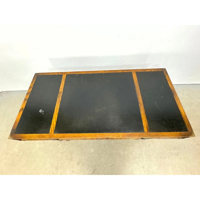 Vintage Brandt Campaign Style X-Base Writing Desk With Brass Details For Sale - Image 4 of 14