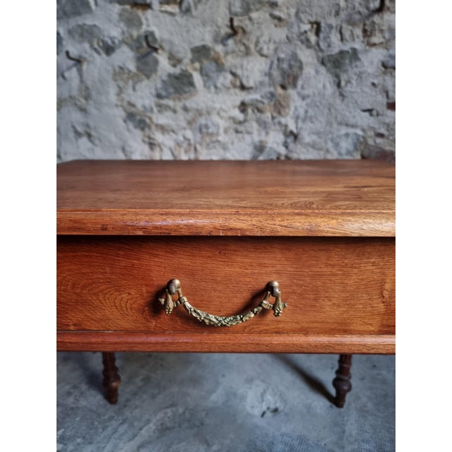 Antique French Oak Writing Table with Drawer, 1930 For Sale - Image 13 of 18