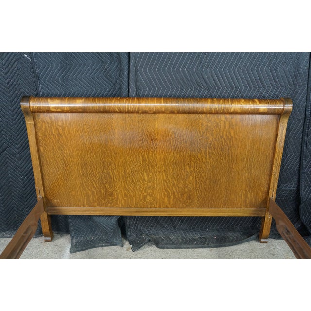 Antique 19th Century Late Victorian Quartersawn Oak Double Full Size Sleigh Bed For Sale - Image 11 of 18