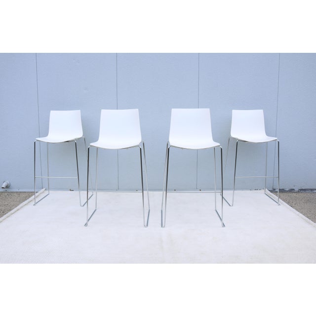Italian Lievore Altherr Molina for Arper Stackable Catifa Bar Stools, Set of 4 For Sale In New York - Image 6 of 18
