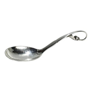 Mid 20th Century Georg Jensen Sterling Silver 4.25" #21 Pea in Pod Jam Tea Caddy Spoon - No Mono For Sale