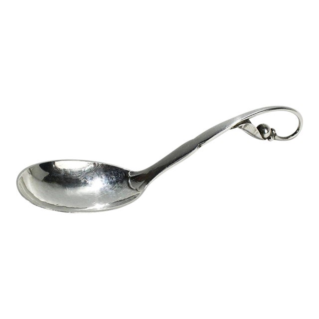 Mid 20th Century Georg Jensen Sterling Silver 4.25" #21 Pea in Pod Jam Tea Caddy Spoon - No Mono For Sale