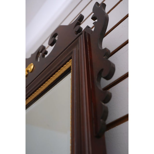 Wood Mahogany Chippendale Style Wall Mirror For Sale - Image 7 of 12