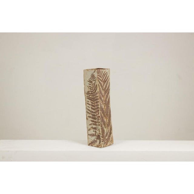Brutalist Brutalist-Style Stoneware Vase with Plant Decoration, 1970s For Sale - Image 3 of 9