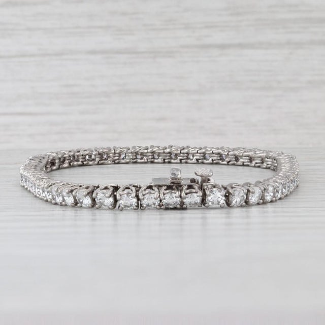 Platinum 5.60ctw Vs2 Diamond Tennis Bracelet 950 Platinum 6.75" 3.1mm D Vatche For Sale - Image 8 of 9