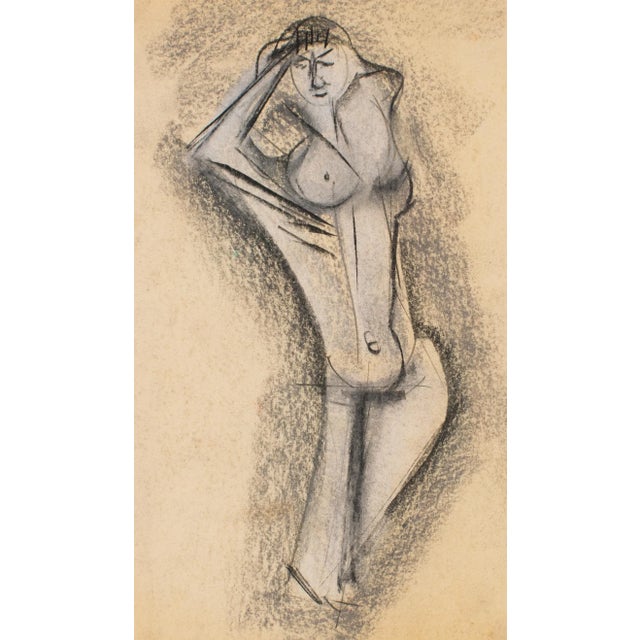 Beige Cubist Nude Pastel Study Painting by John Begg For Sale - Image 8 of 13