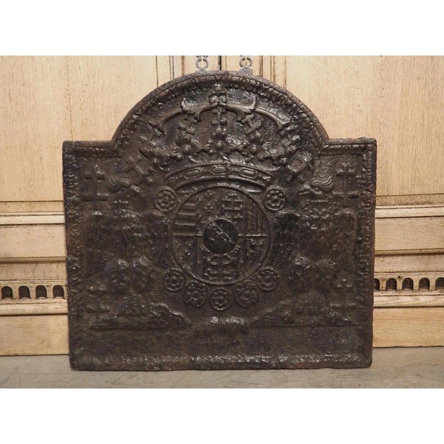 Early 1800s Heraldic Cast Iron Fireback From France For Sale - Image 12 of 12