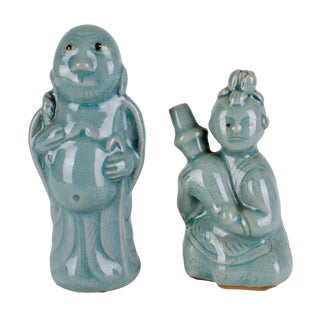 Mid-20th Century Korean Celadon Water Droppers - a Pair For Sale