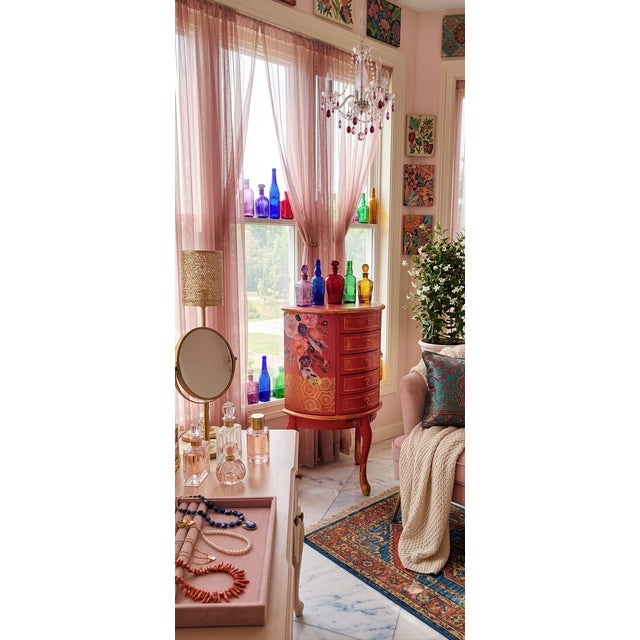 Artist Painted Stunning Jewelry Organizer Stand Armoire For Sale - Image 11 of 11