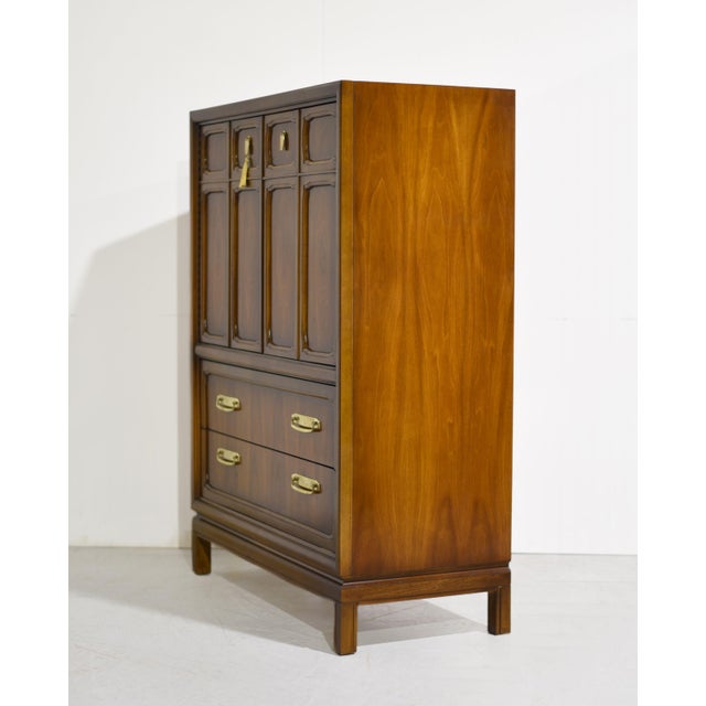 Brown 1970s Campaign Style Highboy by Henry M. Goodman Furniture For Sale - Image 8 of 15
