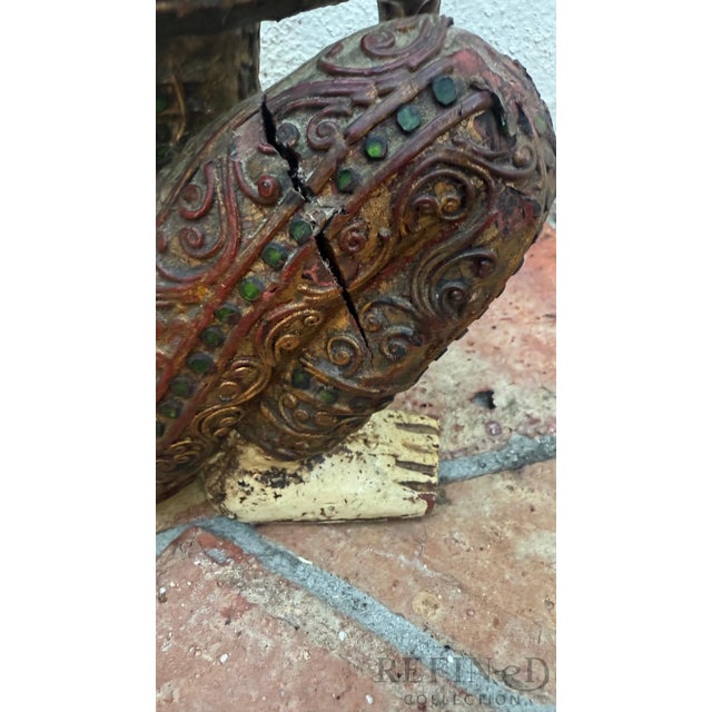 Brown Mid 20th Century Hand-Carved Chinese Wooden Figural Sculpture of Seated Musician Holding Musical Instrument For Sale - Image 8 of 12