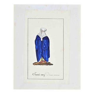 Jean-Baptiste Barla, Armenian Cary, 1840, Ink & Watercolor on Paper For Sale