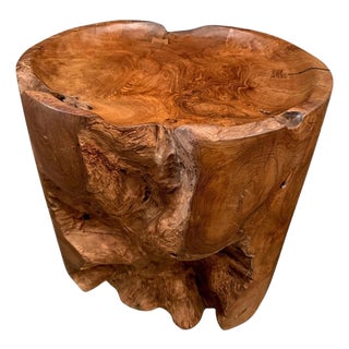 Andrianna Shamaris Large Sculptural Teak Wood Tray Side Table For Sale