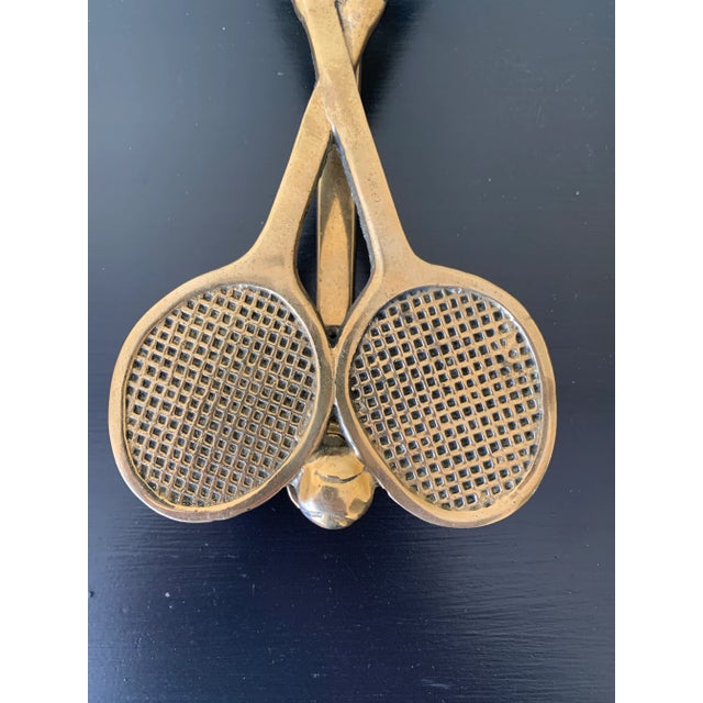 Mid 20th Century Vintage Cast Brass Double Tennis Racket Door Knocker For Sale - Image 5 of 7