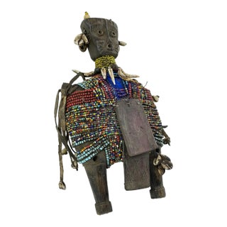 Early 20th Century Namchi Namji Beaded Fertility Doll with Magic Amulets Cameroon For Sale