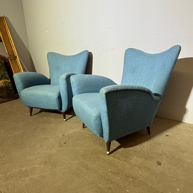 1950s Mid-Century Blue Armchairs from Isa Bergamo, 1950s, Set of 2 For Sale - Image 5 of 16