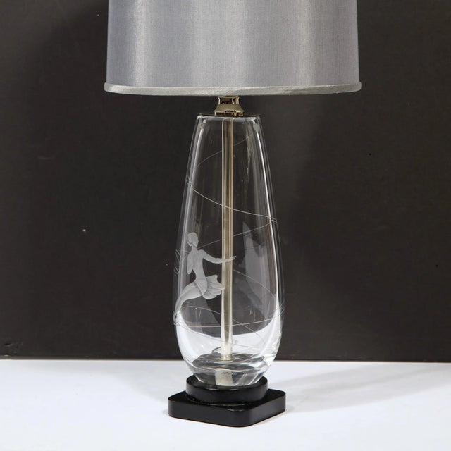 Glass Mid-Century Modern Translucent & Frosted Glass Figurative Table Lamp by Orrefors For Sale - Image 7 of 13