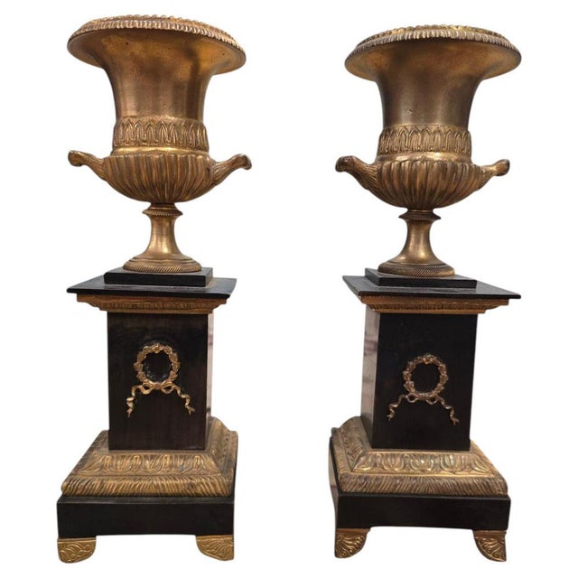 Antique Gilt and Patinated Bronze Vases, 1880, Set of 2 For Sale - Image 11 of 11