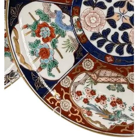 Pair of Vintage Japanese "Gold Imari" Hand-Painted Rickshaw Chargers, 11" For Sale - Image 11 of 13