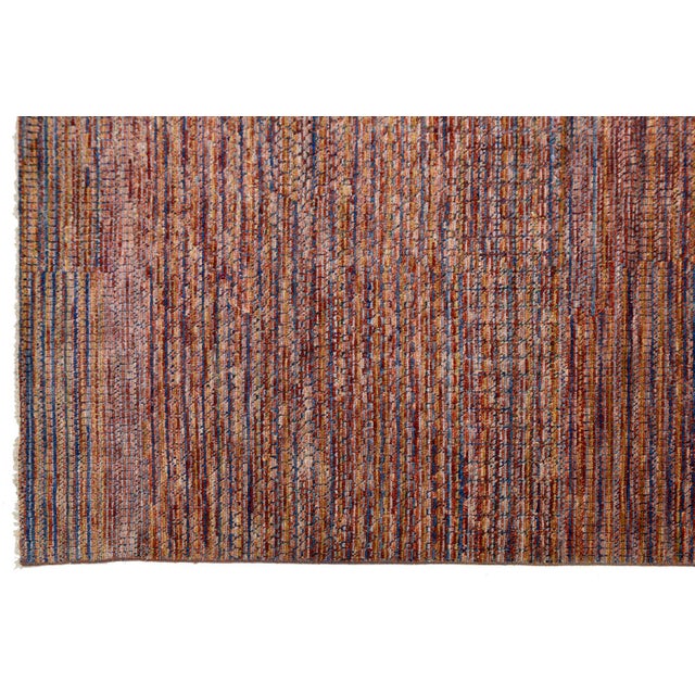 Sunset Ember: Modern Indian Savannah Hand-Knotted Striped Wool Area Rug 13x17 For Sale - Image 10 of 10