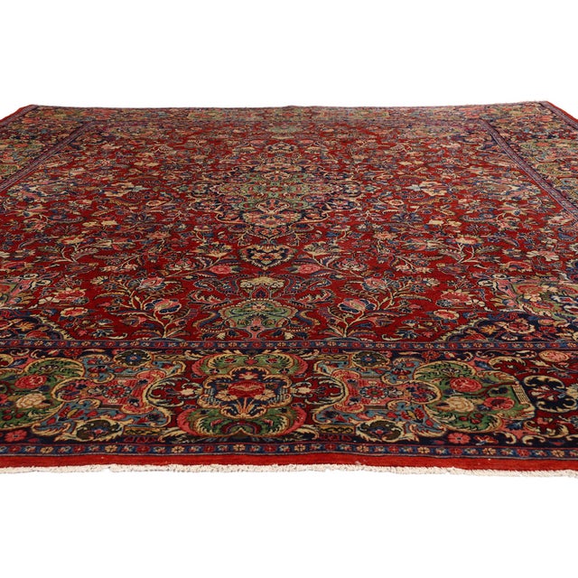 Victorian Antique Persian Sarouk Rug, 10'01 X 11'10 For Sale - Image 3 of 10
