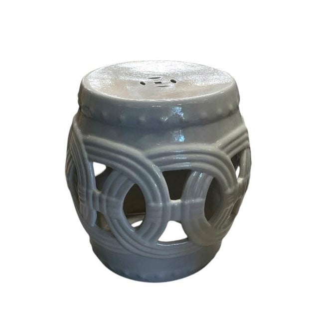 Vintage Italian Glazed Ceramic Interlocking-Circle Garden Seat For Sale In West Palm - Image 6 of 12