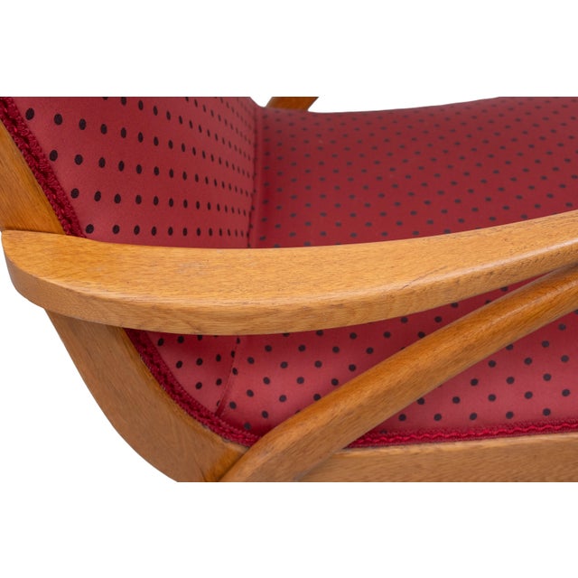 Organic Shape Rock & Roll Lounge Chair with New Red Polka Dot Upholstery, 1950s For Sale - Image 12 of 14