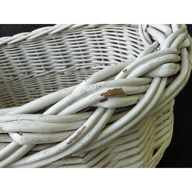 Antique Painted Gathering Willow Basket With Top Handle For Sale - Image 10 of 18