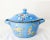 French soupière or soup bowl. Blue and white iron soup tureen with floral decoration on the top and on the bowl circa...