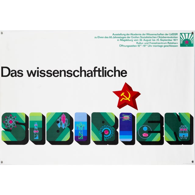 Das Wissenschaftliche Sibirien Science Exhibition Poster, GDR, 1977 For Sale