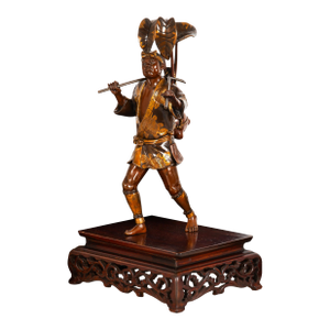 Fine Japanese Meiji Period Bronze Sculpture Okimono of Fire Watchman