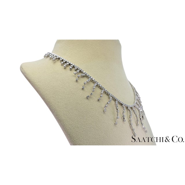 18k (750) White Gold - 12.60 Ct Natural Diamond -Vvs: Necklace For Sale In New York - Image 6 of 11