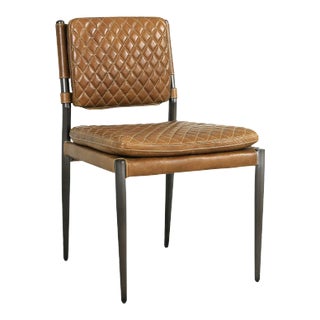 Pasargad Home Capri Top Grain Leather Dining Chair For Sale