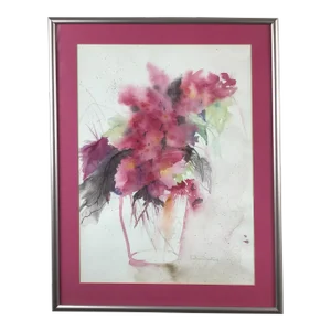 Modern Abstract Artisanal Framed Watercolor Painting