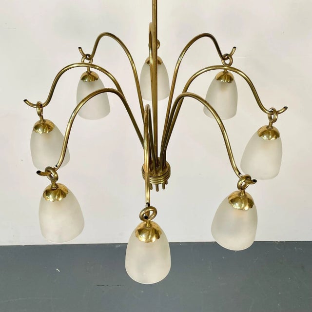 1960s Italian Mid-Century Modern Arredoluce Eight Arm Brass Chandelier by Angelo Lelli For Sale - Image 5 of 11