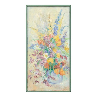 Vertical Impasto Spring Floral Still Life by Doreen Gadsby For Sale