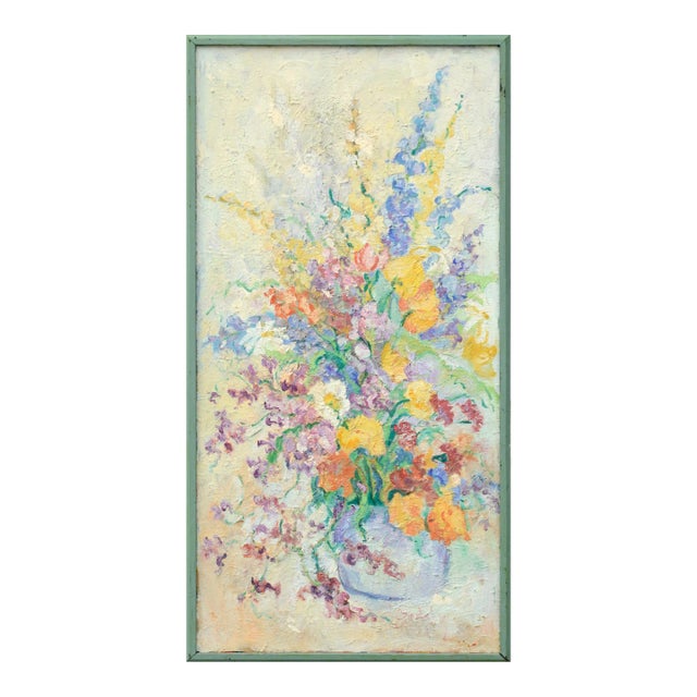 Vertical Impasto Spring Floral Still Life by Doreen Gadsby For Sale