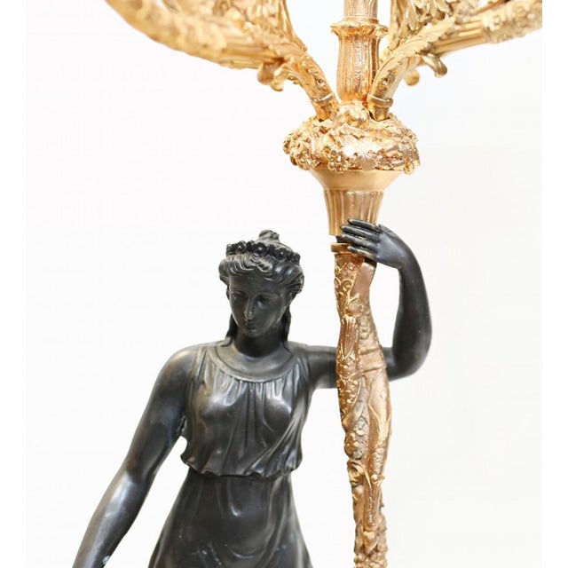 French Regency Classical Gilt Bronze Candleholders Maiden, Set of 2 For Sale - Image 10 of 17