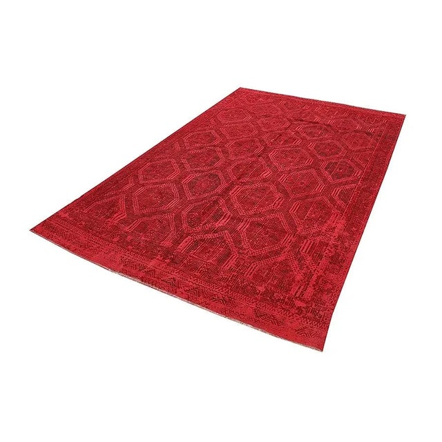 Traditional Red Vintage Overdyed Kilim Rug For Sale - Image 3 of 7