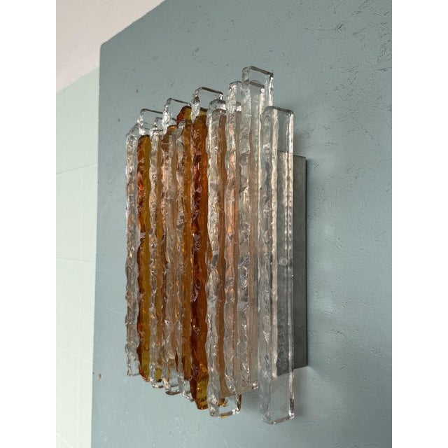 Poliarte Clear Amber Glass Wall Light by Albano Poli for Poliarte, Italy, 1970s For Sale - Image 4 of 13