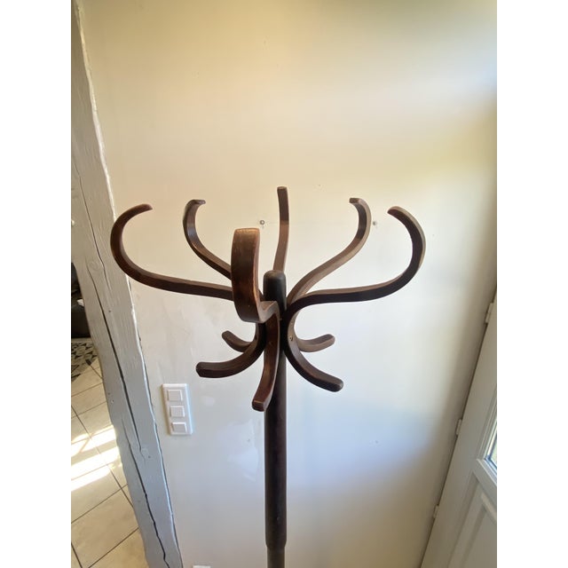 Beautiful 12-hook coat rack with a distinctive "parrot" design. Exquisite French craftsmanship in the vintage Baumann...