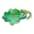 1950s Signed Handmade Majolica Style Green Leaf Serving Dish With Gold Trim For Sale
