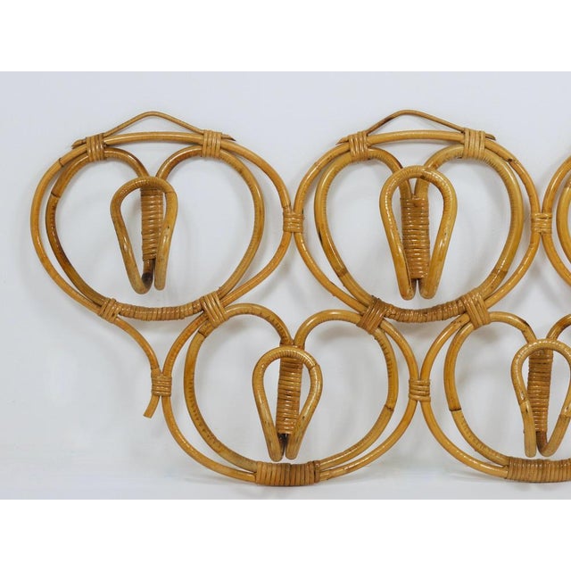Franco Albini Large Rattan Wall Coat Rack attributed to Franca Helg & Franco Albini for Bonacina, Italy, 1960s For Sale - Image 4 of 15