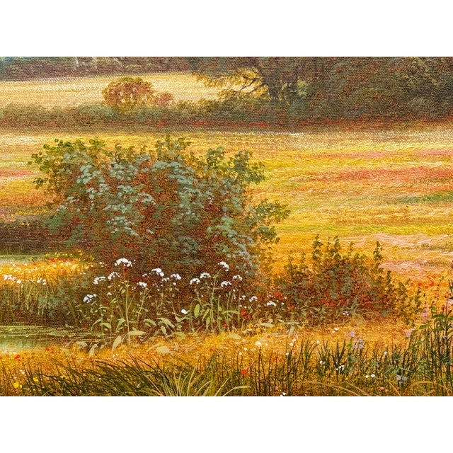 Late 20th Century Swans on a River with Wild Flowers in the English Countryside by British Artist 1980 Circa For Sale - Image 5 of 18
