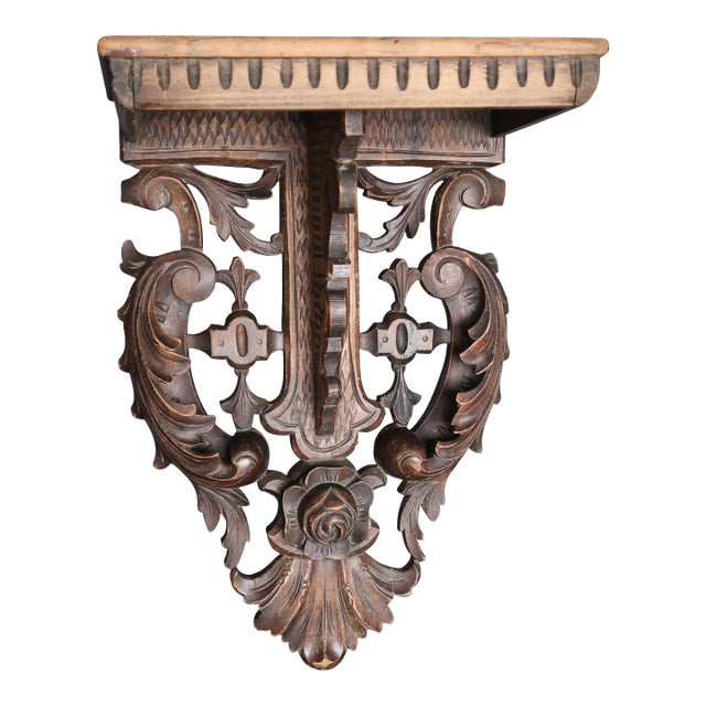 Very Rare Old Console Shelf in Solid Wood Dating From the XIXth Century. Antique Corbel For Sale