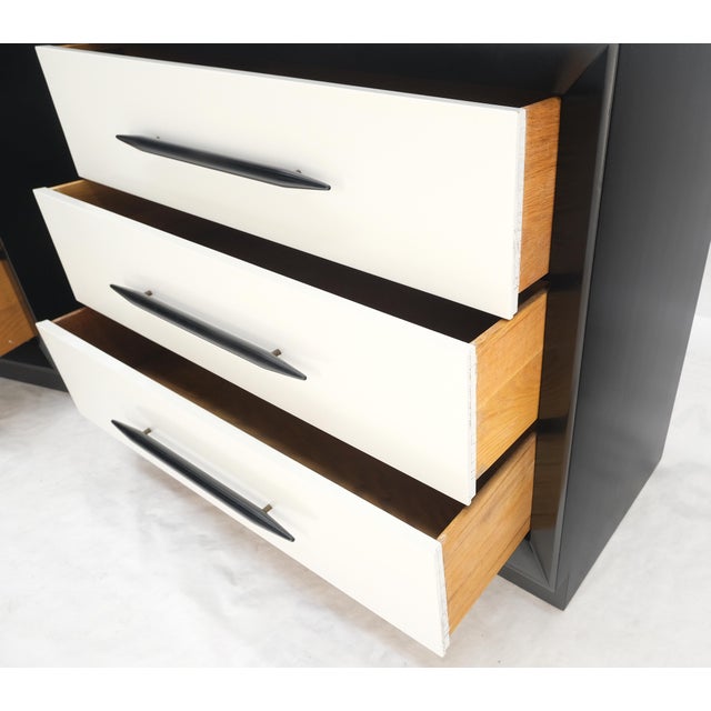 Pair of Black & White James Mont Style Bachelor 3 Drawer Chests Mid Century MINT
