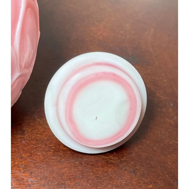 Rare Antique Chinese White Pink Peking Glass Lidded Lotus Glass Jar Bottle For Sale - Image 12 of 13