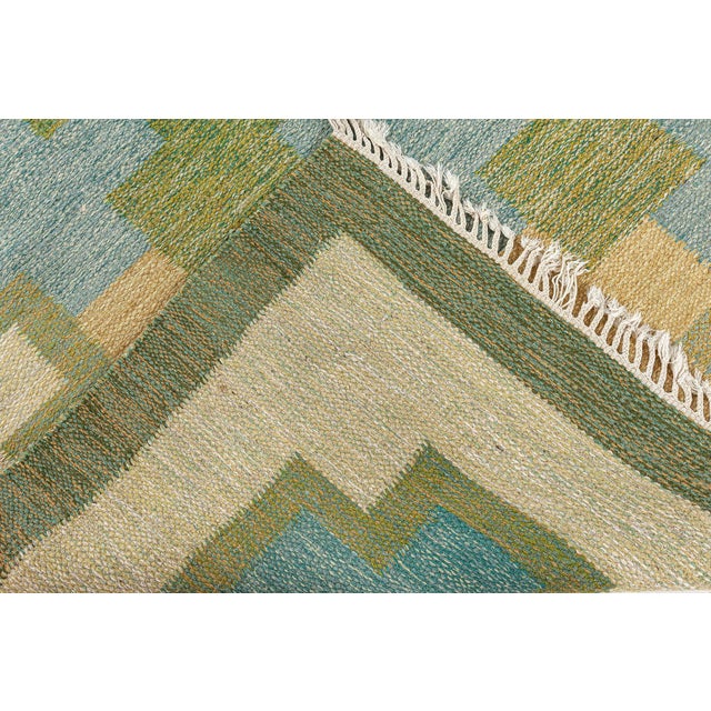 Textile Doris Leslie Blau Vintage Swedish Flat Woven Rug by Kerstin Persson Signed 'KP' For Sale - Image 7 of 7