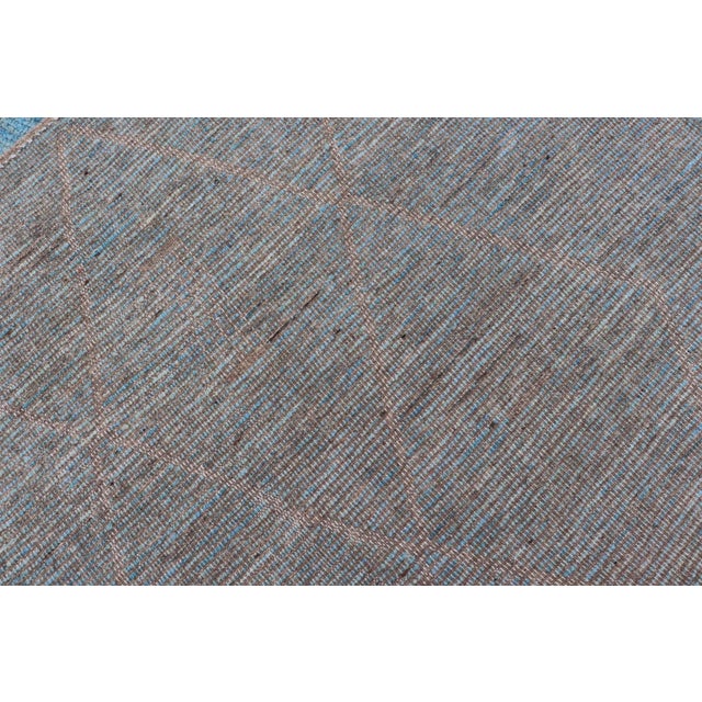 Modern Tribal Wool in Light Blue Rug by Keivan Woven Arts, 9'4 X 11'4 For Sale - Image 12 of 12